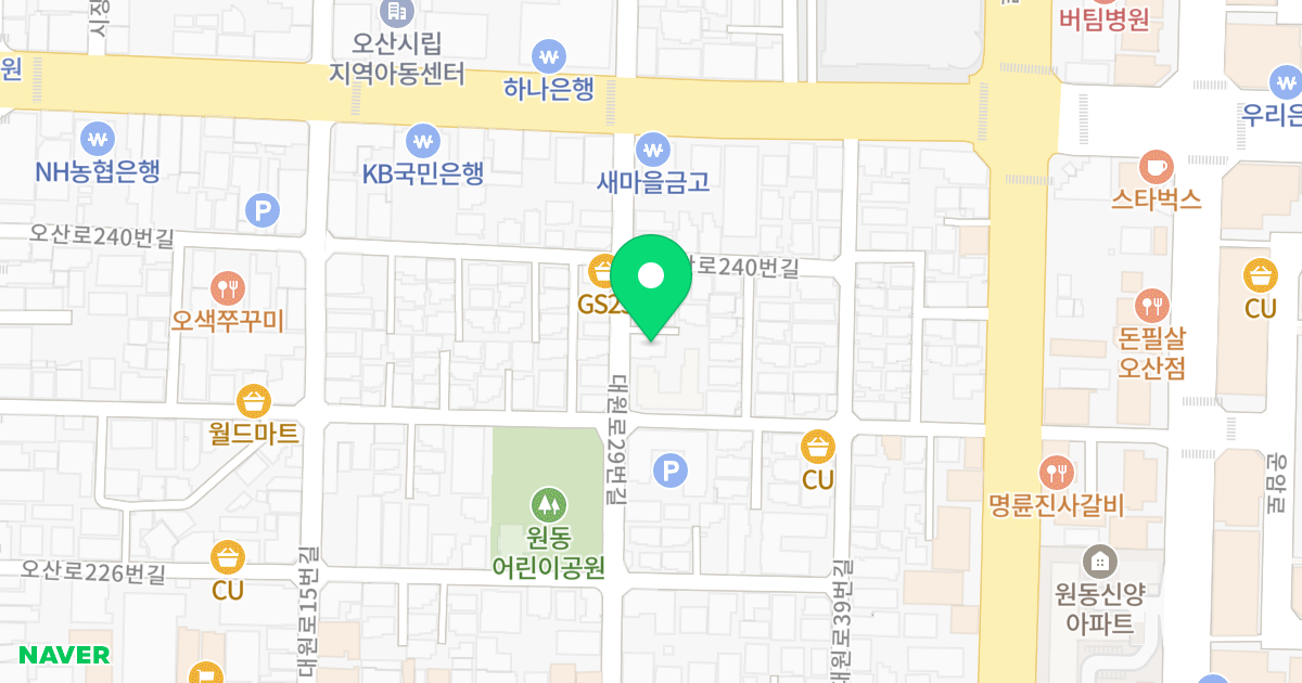 가우디 위치 지도 - 경기도 오산시 대원로29번길 18