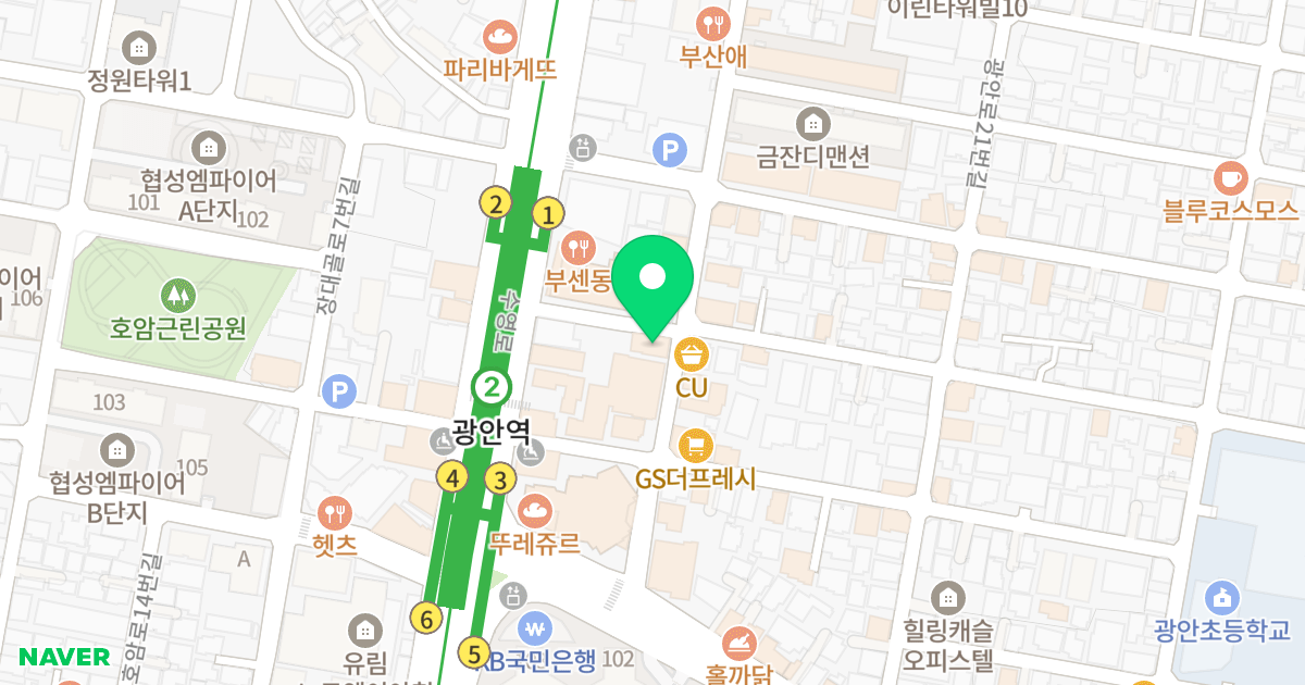 광안포레 위치 지도 - 부산광역시 수영구 수영로588번길 12