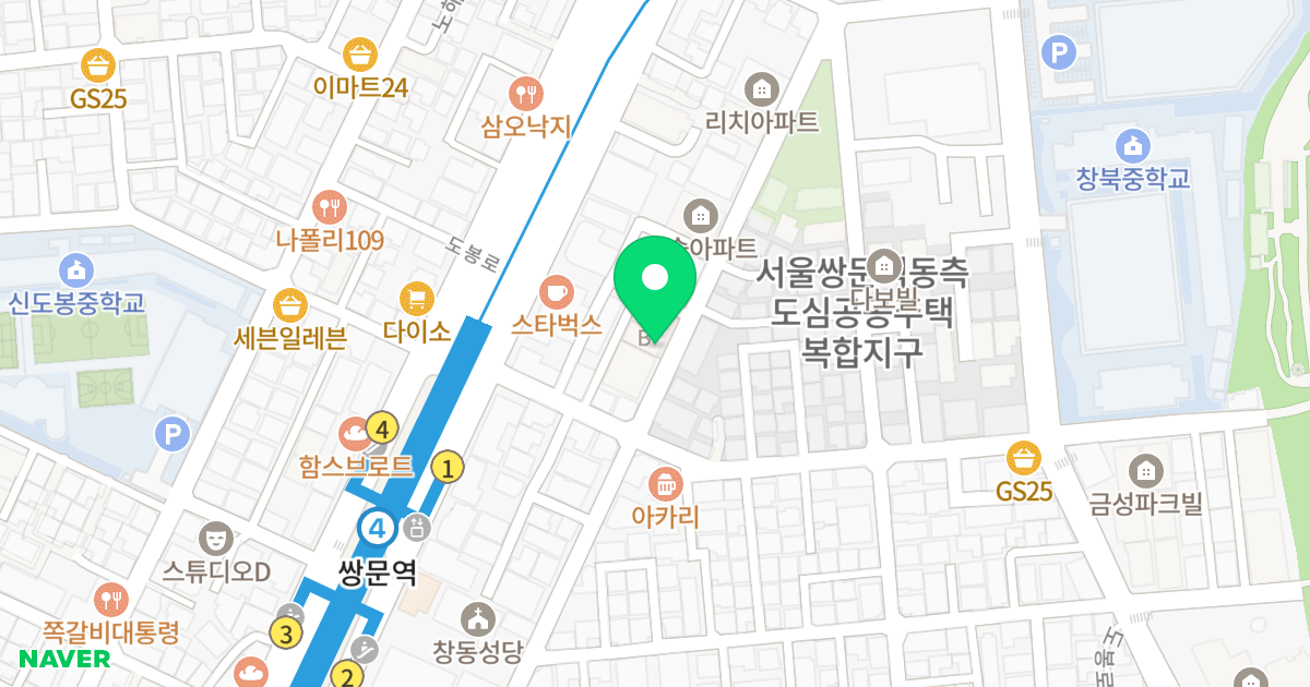 하나 위치 지도 - 서울특별시 도봉구 도봉로110나길 75