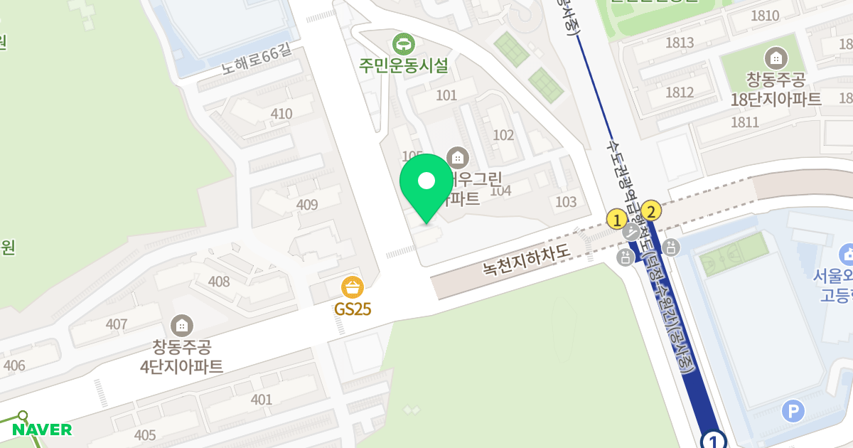 하나타운하우스 위치 지도 - 서울특별시 도봉구 노해로66길 127
