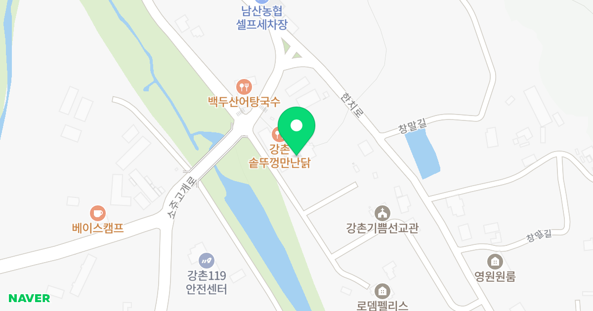 A동 위치 지도 - 강원특별자치도 춘천시 남산면
