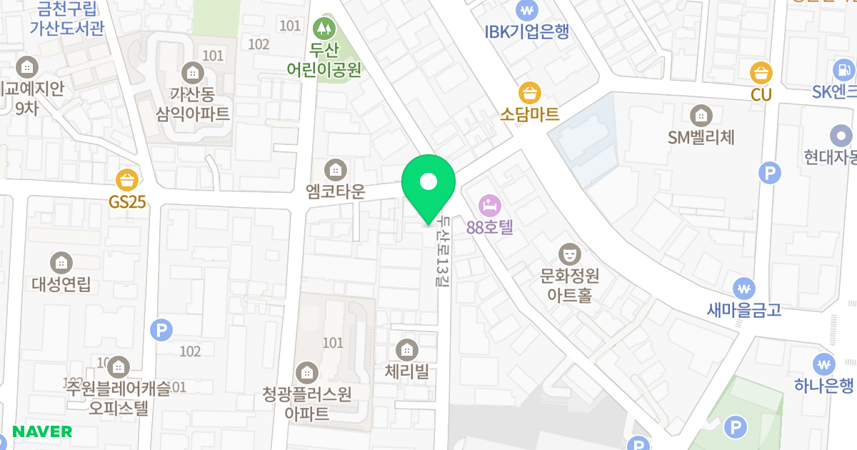 킹캐슬5차 위치 지도 - 서울특별시 금천구 두산로13길 39
