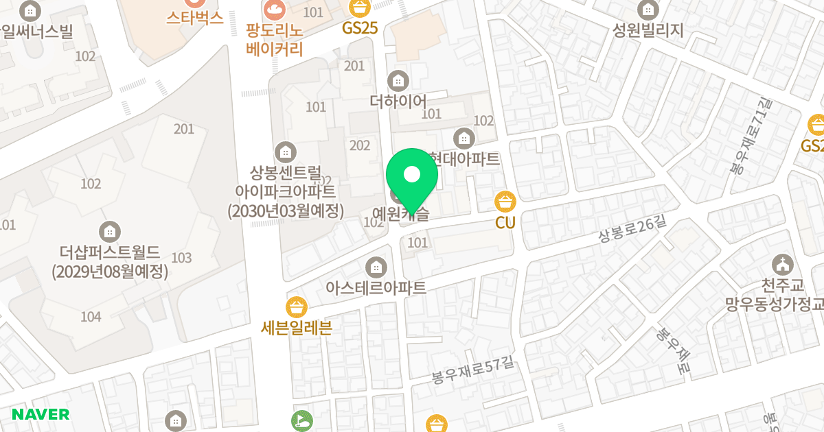 YMS HILL 위치 지도 - 서울특별시 중랑구 상봉로28길 21