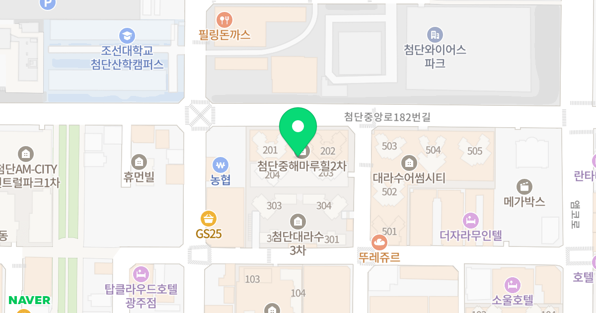 첨단 중해마루힐 2차 주상복합 위치 지도 - 광주광역시 광산구 첨단중앙로182번길 76