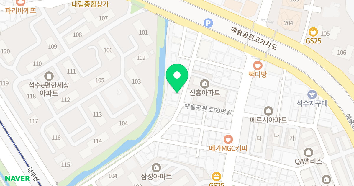 다온하우스 위치 지도 - 경기도 안양시 만안구 예술공원로77번길 30