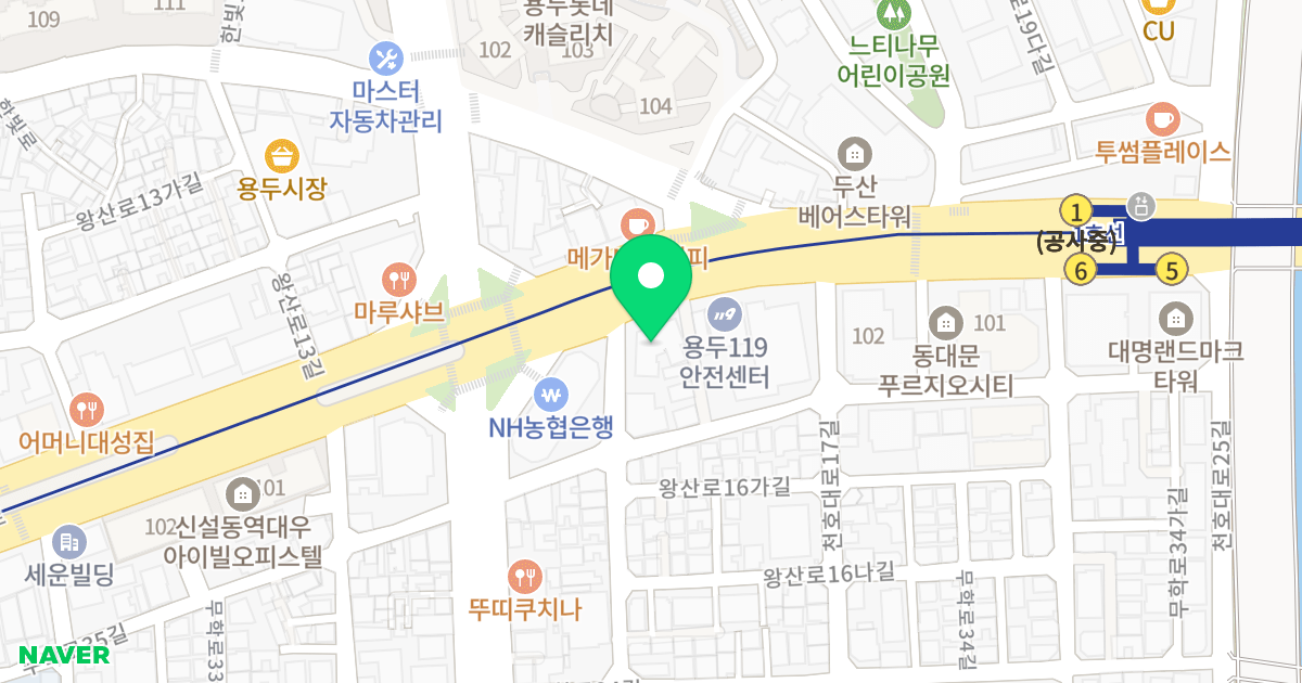 동대문한양아이클래스 위치 지도 - 서울특별시 동대문구 왕산로 72