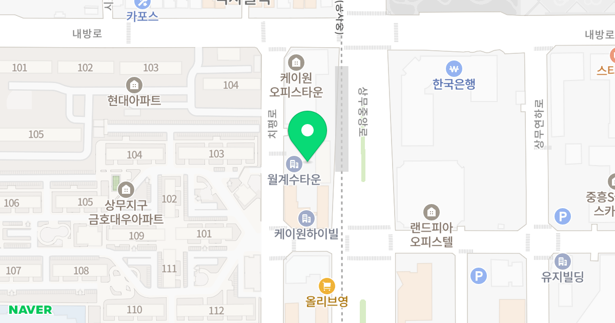 월계수타운 위치 지도 - 광주광역시 서구 치평로 116