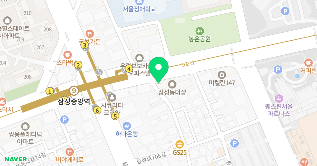 삼성동포스코 더샵 위치 지도 - 서울특별시 강남구 봉은사로 510