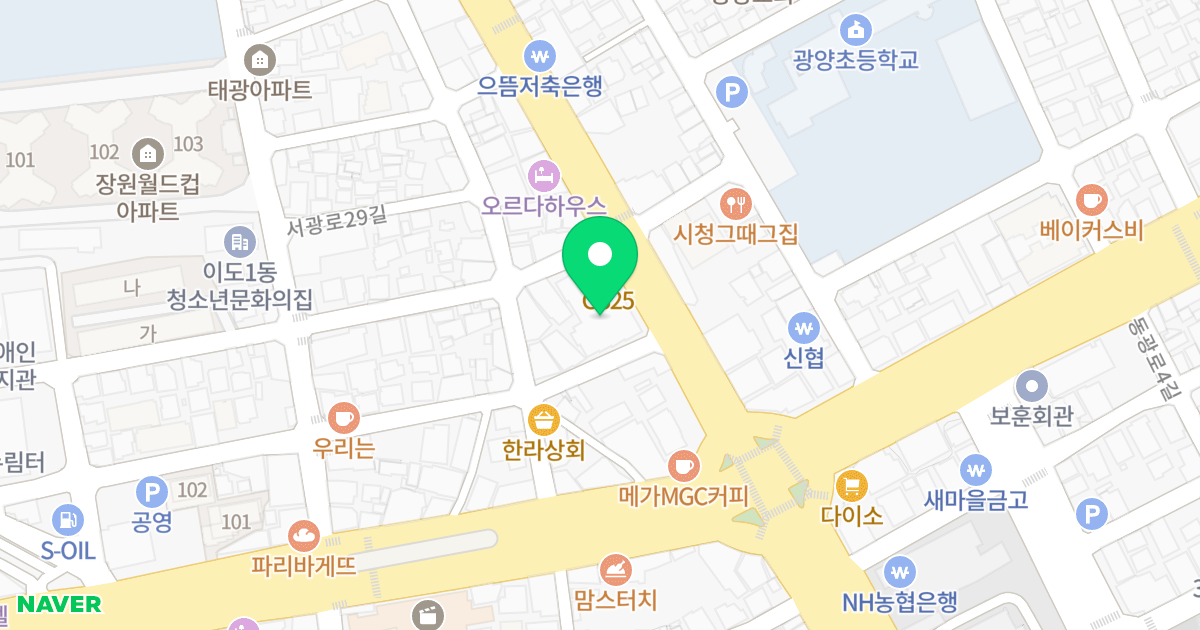 모던테라스 위치 지도 - 제주특별자치도 제주시 광양6길 2