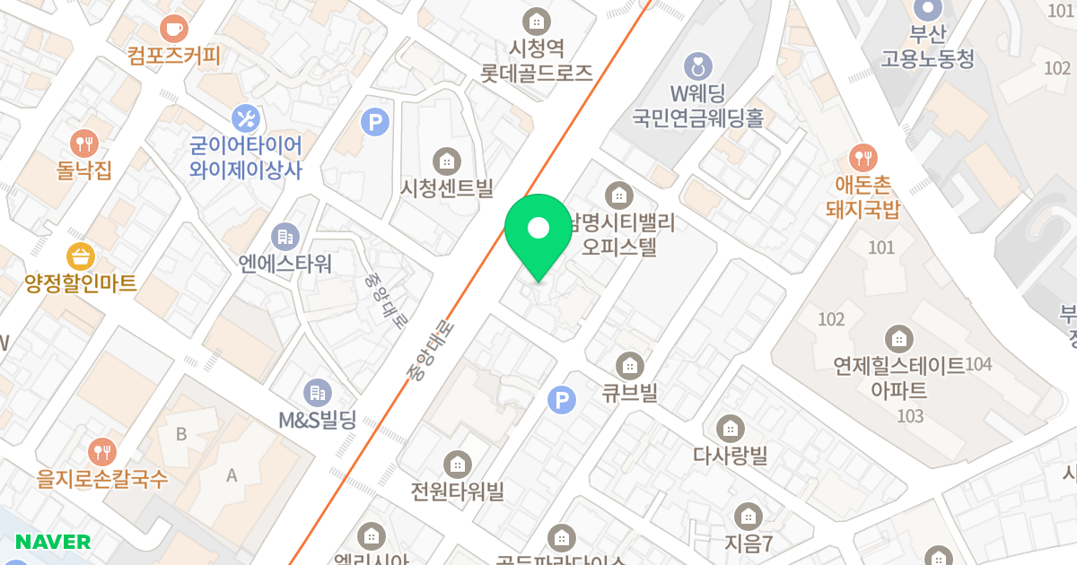 더 퀸즈W 스페이스1 위치 지도 - 부산광역시 부산진구 중앙대로 982