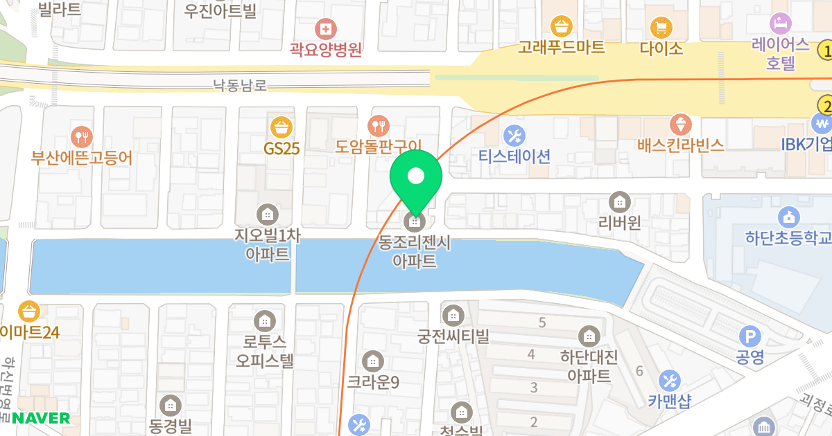 동조리젠시 위치 지도 - 부산광역시 사하구 하신중앙로313번길 60