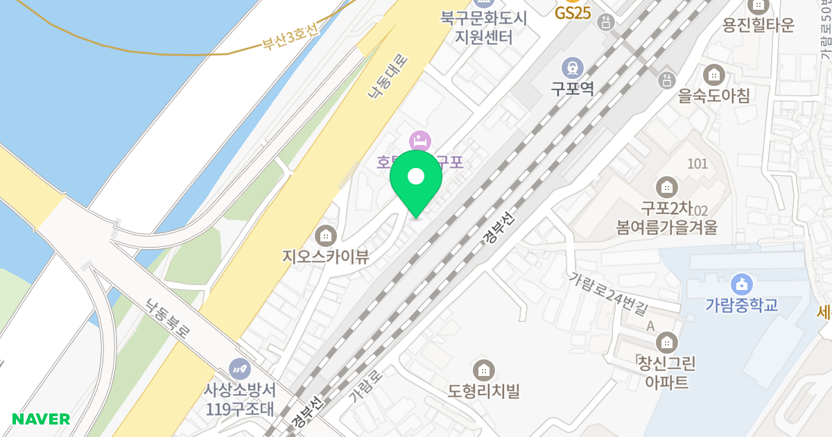 주건축물제1동 위치 지도 - 부산광역시 북구 구포만세길 52