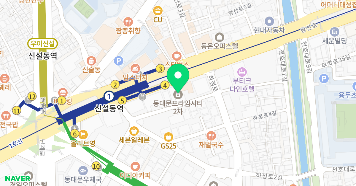 동대문 프라임시티 위치 지도 - 서울특별시 동대문구 왕산로 18