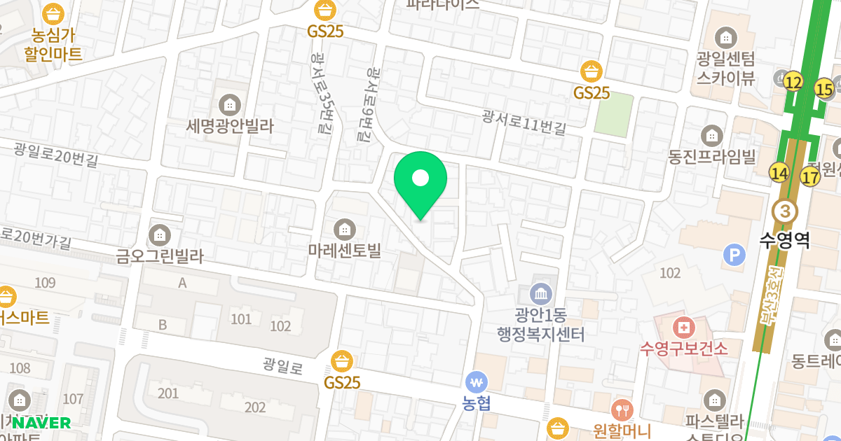 해광 블루원빌 위치 지도 - 부산광역시 수영구 광일로20번길 20-15