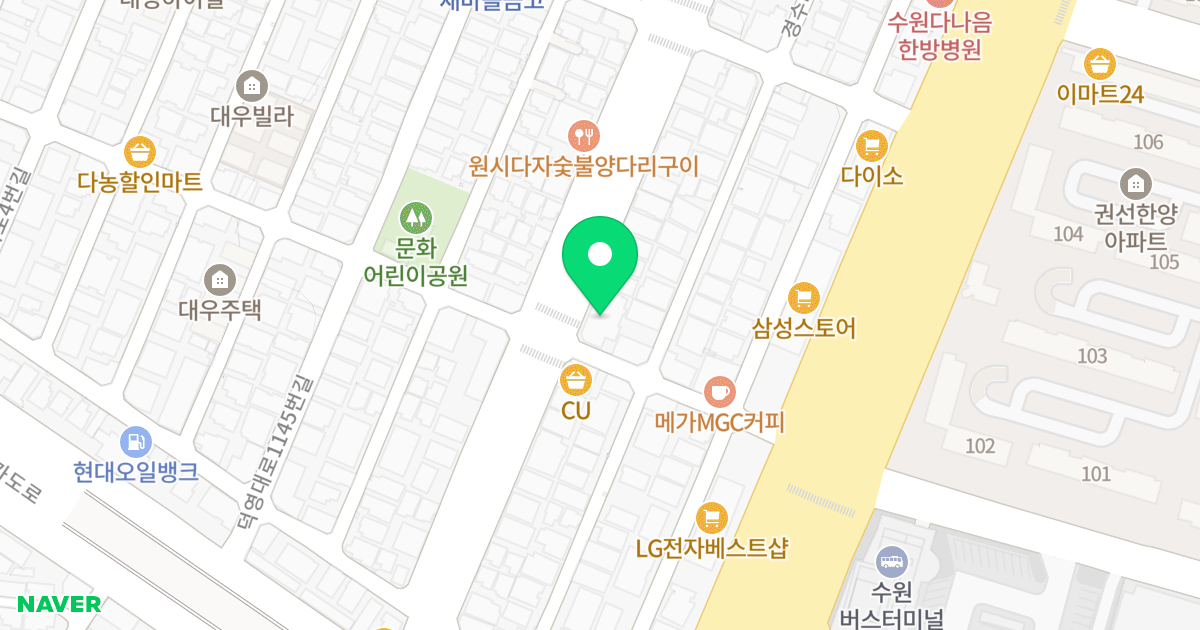 오차드힐 위치 지도 - 경기도 수원시 권선구 장다리로 20