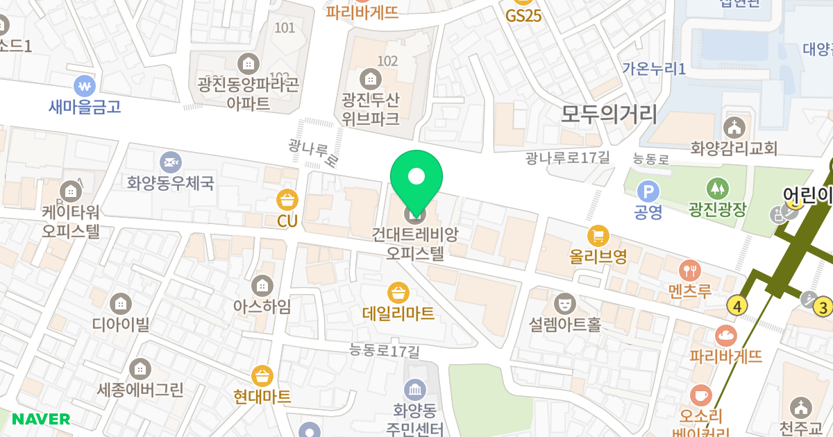 건대 트레비앙 오피스텔 위치 지도 - 서울특별시 광진구 광나루로 374