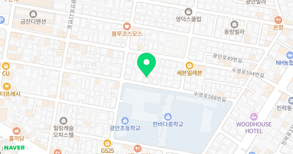 남강골드뷰 위치 지도 - 부산광역시 수영구 수영로588번길 73-3
