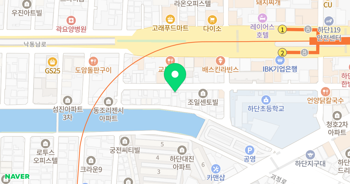 YOLO 위치 지도 - 부산광역시 사하구 하신중앙로335번길 73