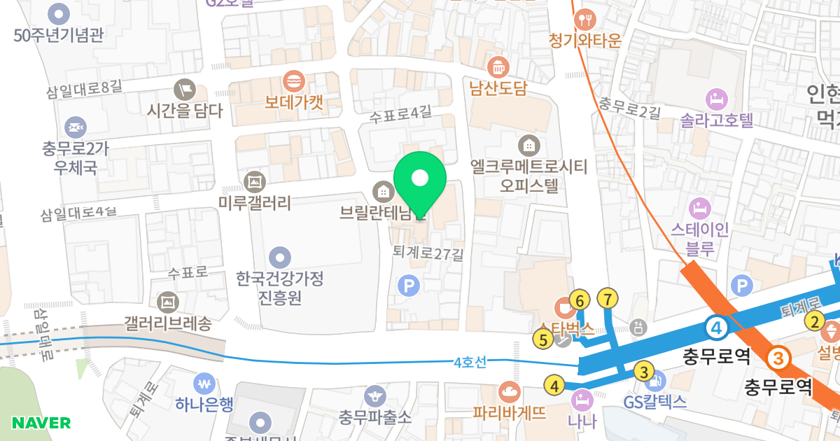 브릴란테 남산 위치 지도 - 서울특별시 중구 수표로2길 22
