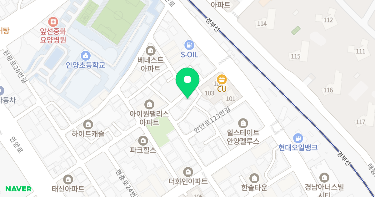 다온캐슬 위치 지도 - 경기도 안양시 만안구 안양로214번길 52-6