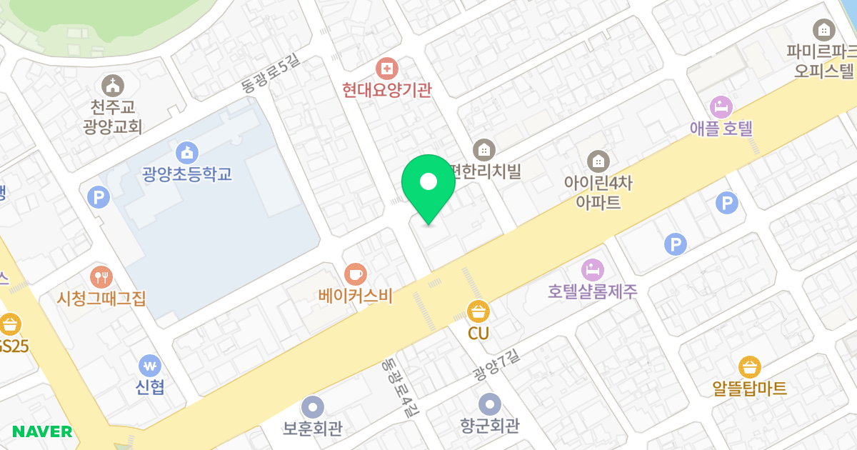 이도 휴안 더 센트럴 위치 지도 - 제주특별자치도 제주시 돈내길 22