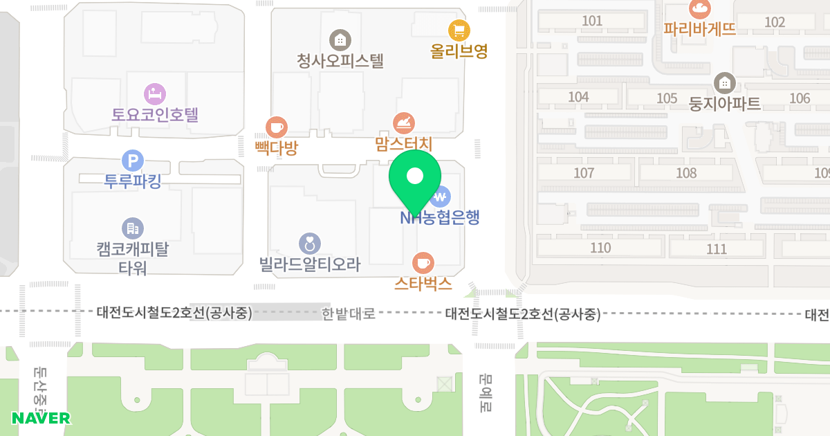 이랜드 PEER 둔산 위치 지도 - 대전광역시 서구 한밭대로 817