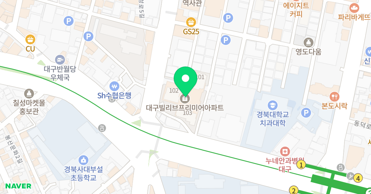 빌리브 프리미어 위치 지도 - 대구광역시 중구 공평로 6