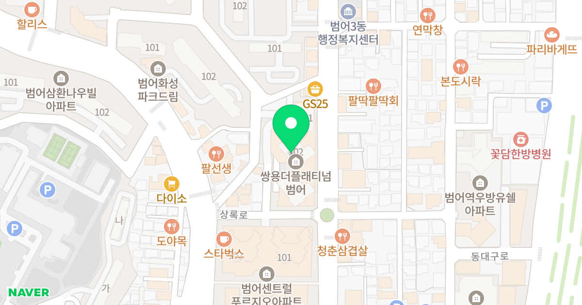 쌍용 더 플래티넘 범어 위치 지도 - 대구광역시 수성구 상록로 25