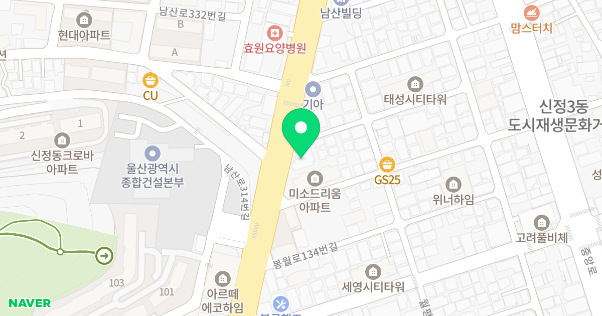신정동드리움2차 위치 지도 - 울산광역시 남구 봉월로 146