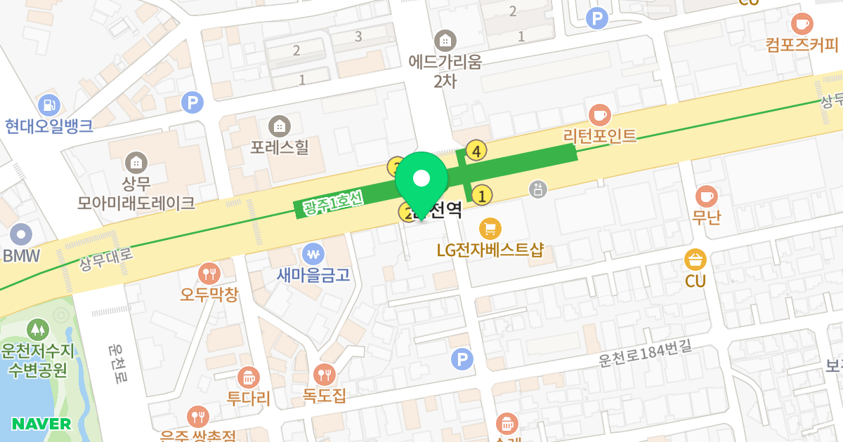 에드가리움 1차 위치 지도 - 광주광역시 서구 상무대로 882