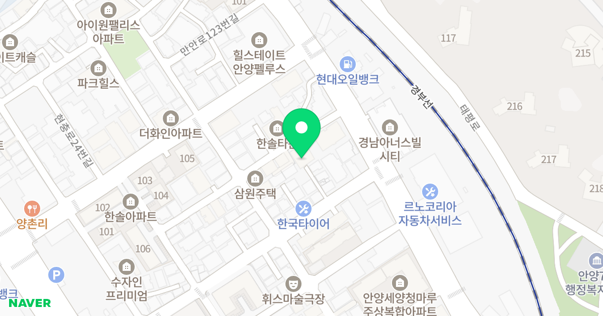 한솔타운 202 위치 지도 - 경기도 안양시 만안구