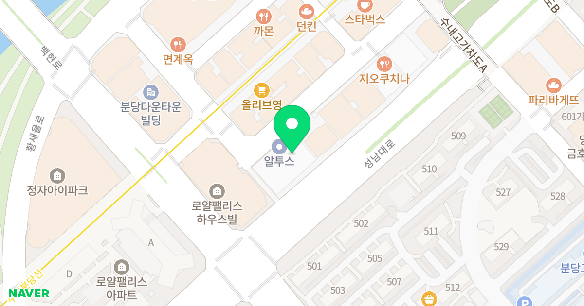한솔인피니티오피스텔 위치 지도 - 경기도 성남시 분당구 황새울로200번길 22