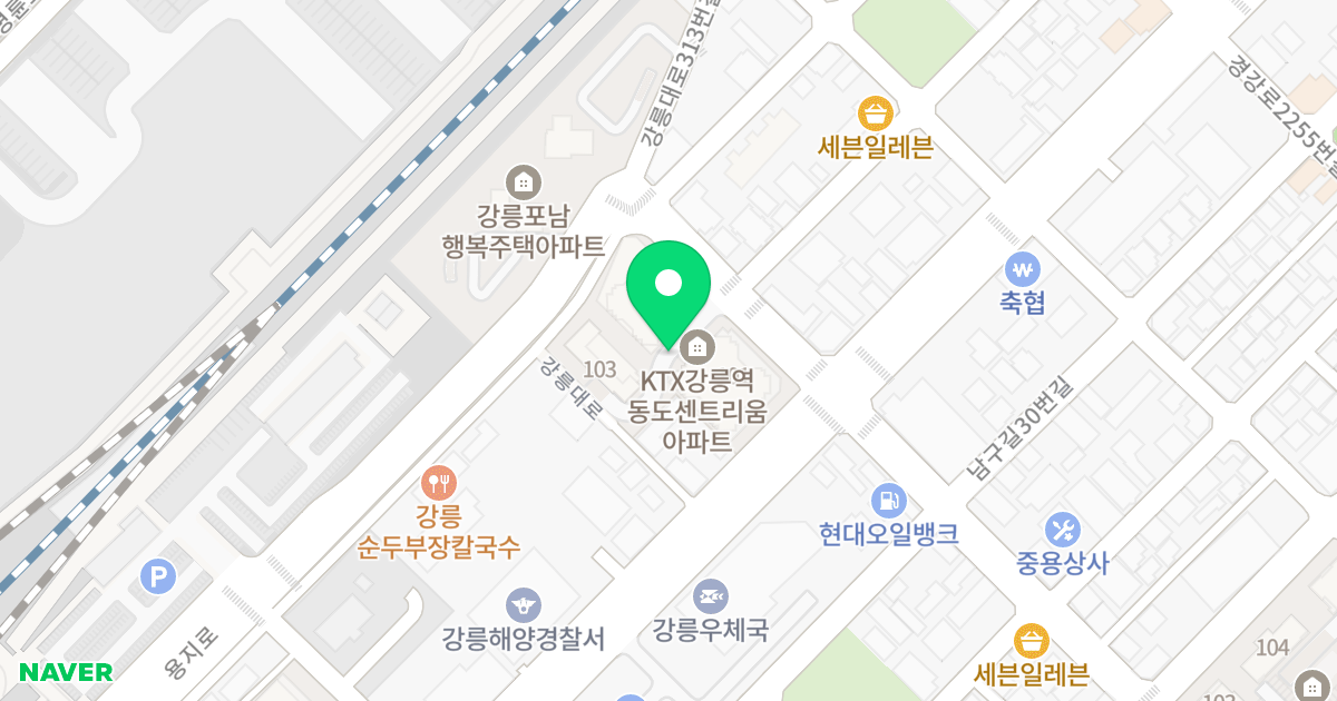 강릉역 동도센트리움 위치 지도 - 강원특별자치도 강릉시 강릉대로 337-5