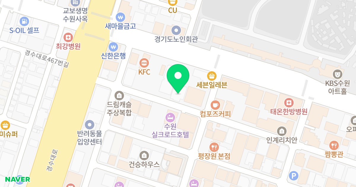 리치뷰 위치 지도 - 경기도 수원시 팔달구 경수대로466번길 25