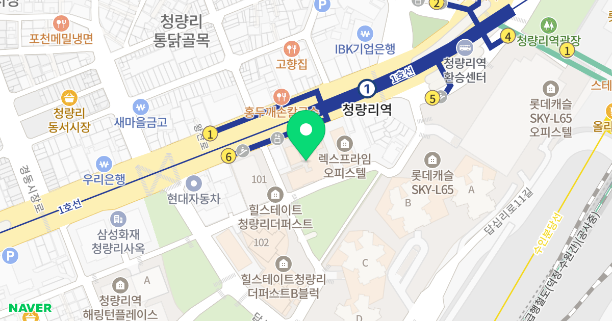 청량리역 우남SL타워300 위치 지도 - 서울특별시 동대문구 왕산로 186