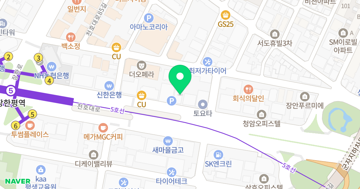 파히나 더 그로브 위치 지도 - 서울특별시 동대문구 천호대로 437