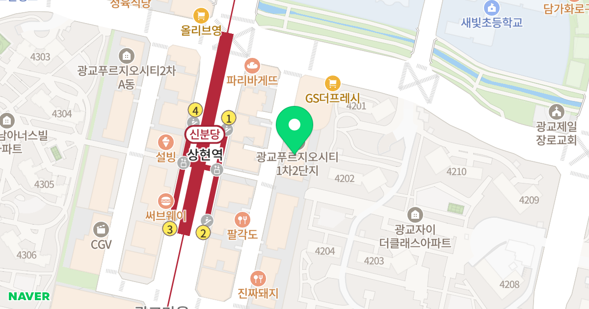 광교푸르지오시티2단지 위치 지도 - 경기도 용인시 수지구 광교중앙로296번길 22