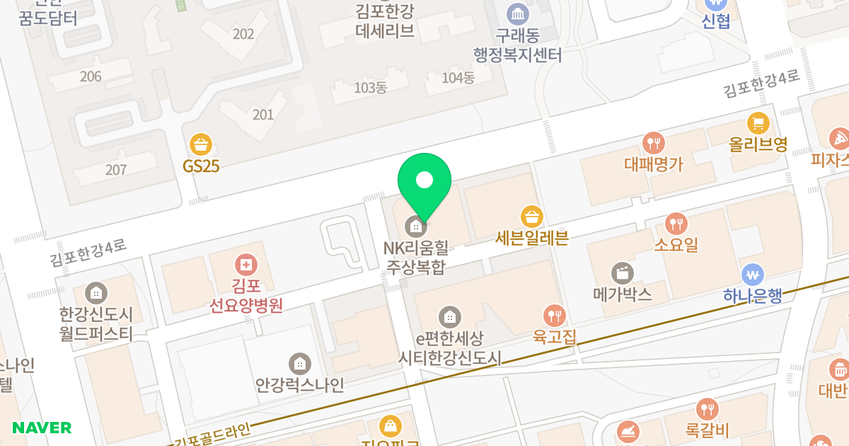 NK리움힐오피스텔 위치 지도 - 경기도 김포시 김포한강4로 547
