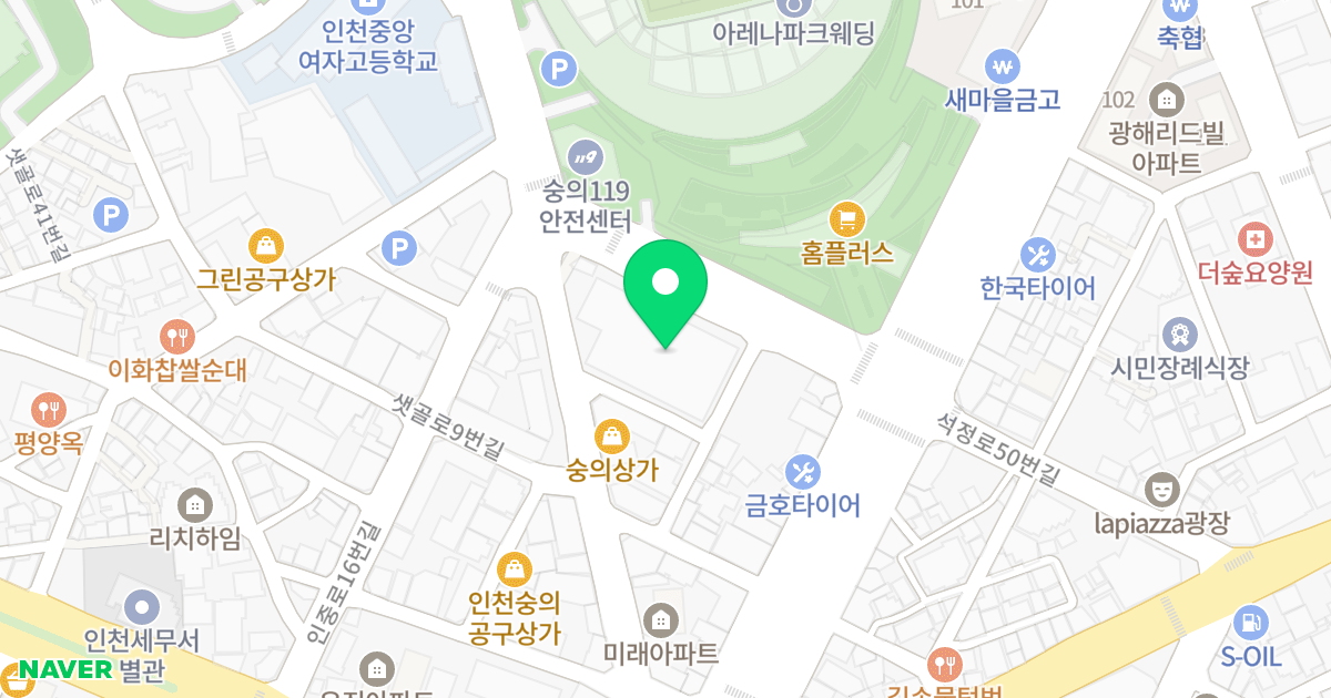 수아비스 위치 지도 - 인천광역시 미추홀구 샛골로 14