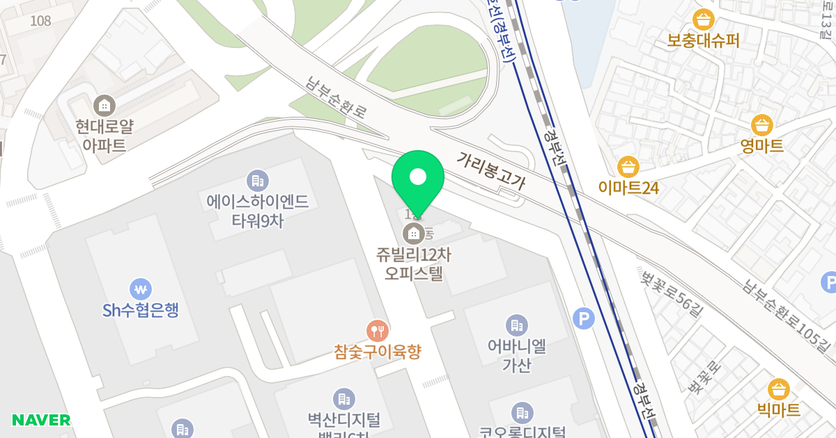쥬빌리12차 위치 지도 - 서울특별시 금천구 가산디지털1로 230