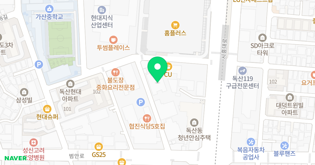 독산헤리츠타워 위치 지도 - 서울특별시 금천구 범안로21길 28