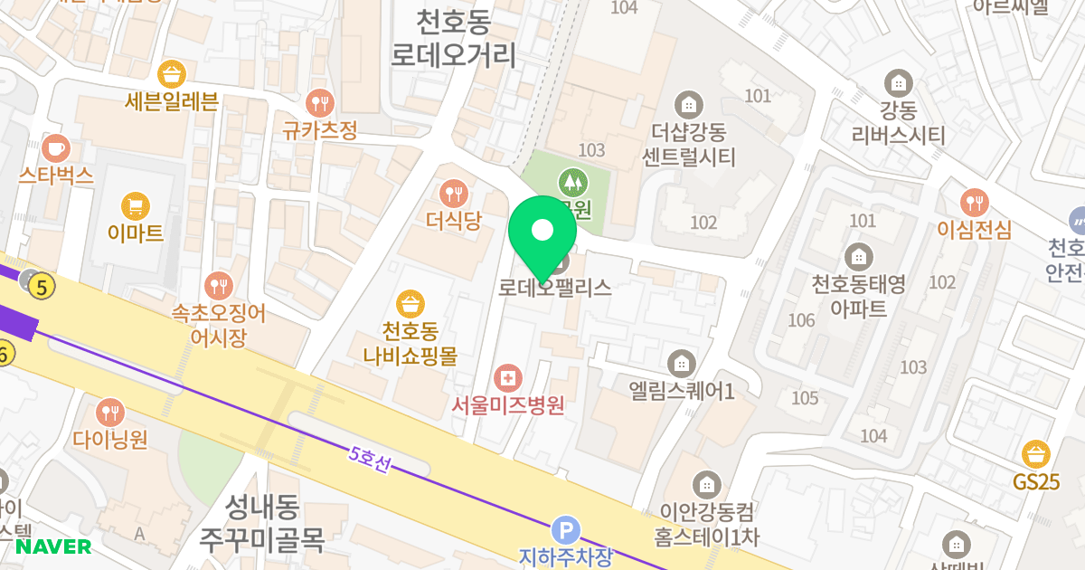 로데오 팰리스 위치 지도 - 서울특별시 강동구 천호대로159길 20
