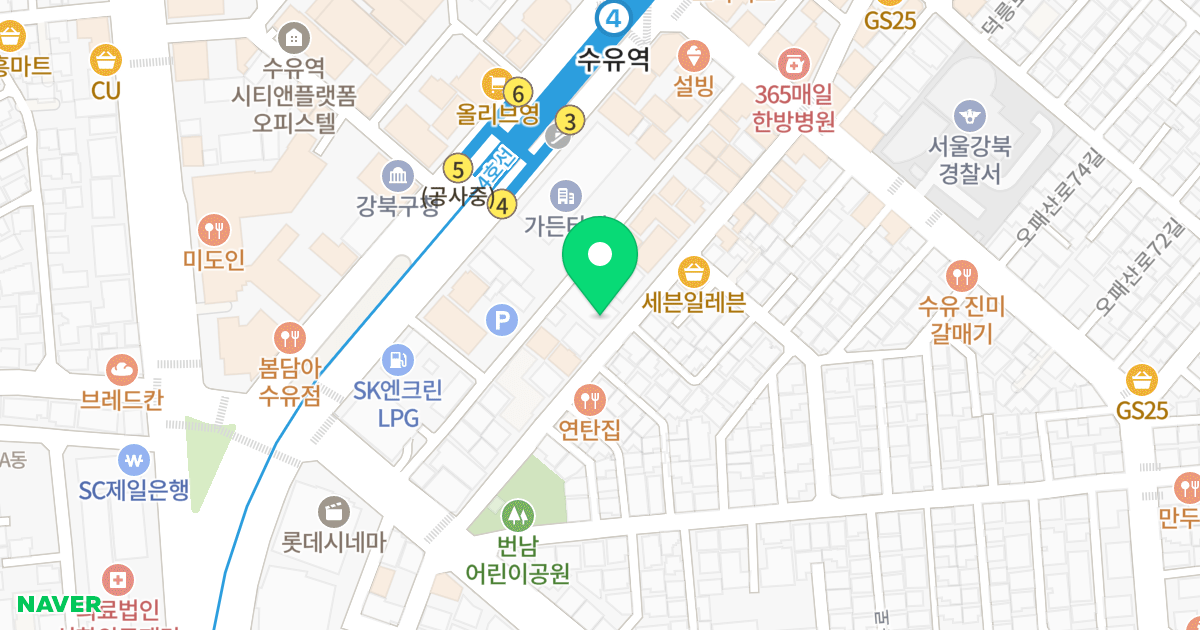 목인트라움오피스텔 위치 지도 - 서울특별시 강북구 오패산로77길 26