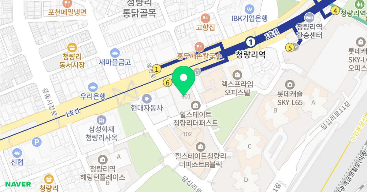힐스테이트 청량리 더퍼스트 위치 지도 - 서울특별시 동대문구 왕산로36길 6