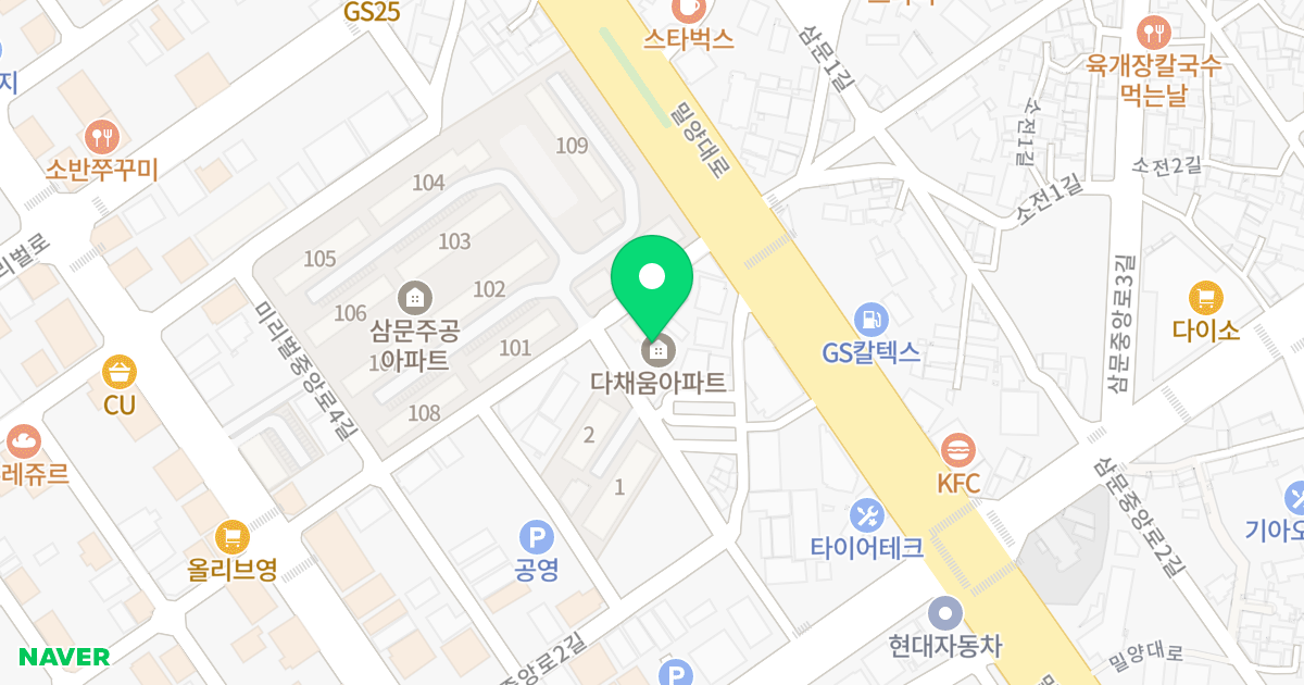 다채움 위치 지도 - 경상남도 밀양시 밀양대로 1783-5