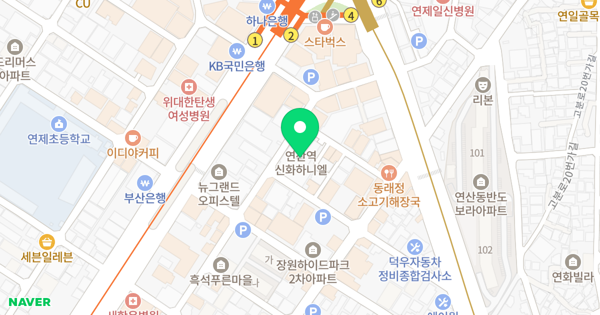 신화 하니엘 오피스텔 위치 지도 - 부산광역시 연제구 월드컵대로119번길 25