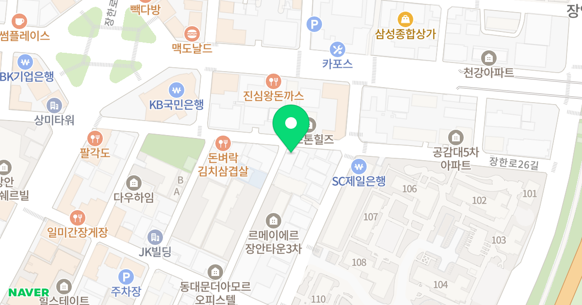 마하나임 위치 지도 - 서울특별시 동대문구 장한로26길 40