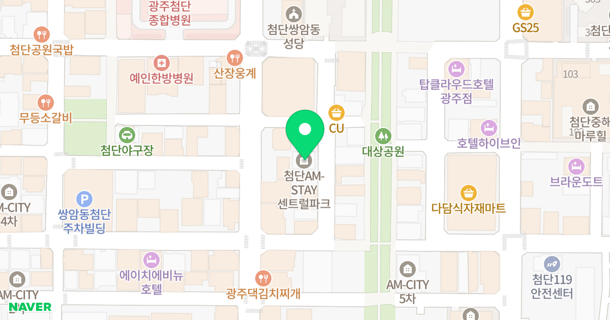 첨단AM-STAY 센트럴파크 위치 지도 - 광주광역시 광산구 첨단중앙로152번길 81-9
