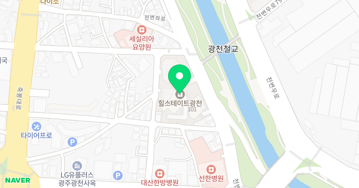 힐스테이트 광천 위치 지도 - 광주광역시 서구 천변좌로 56