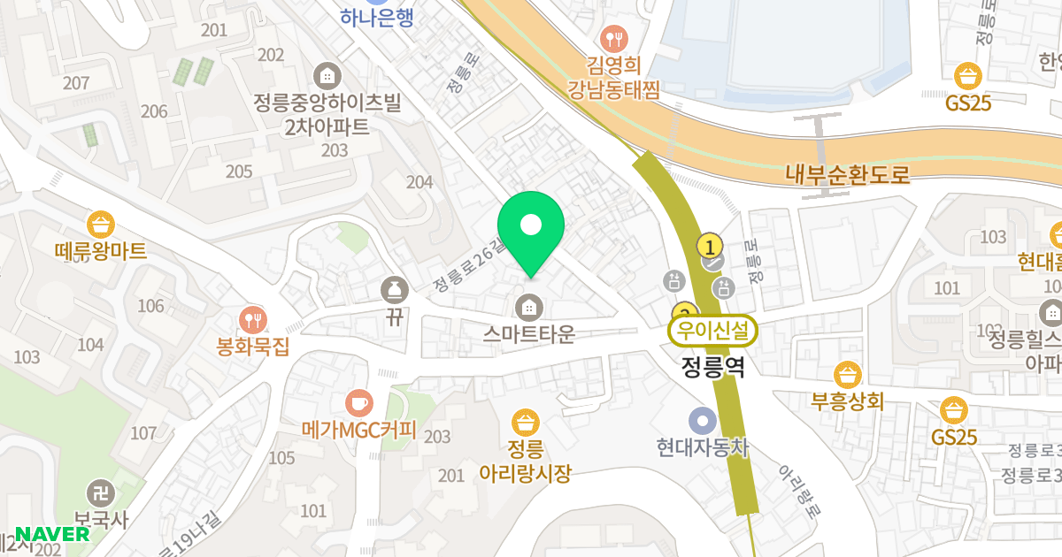 스마트타운 위치 지도 - 서울특별시 성북구 정릉로26길 48-3